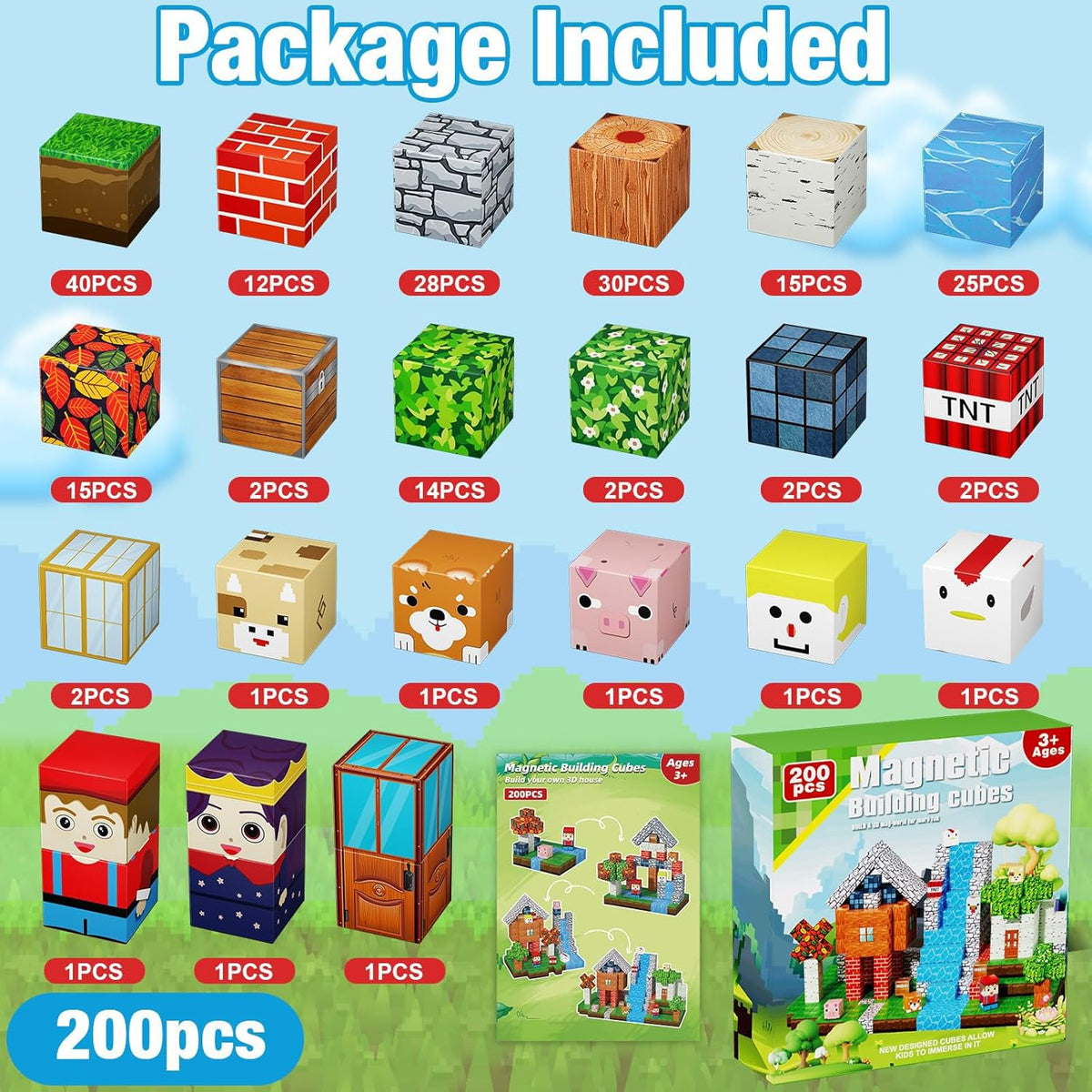 200PCS Magnetic Blocks, Magnetic Building Cube Toys for Kids - ECOLOOM LLC200PCS Magnetic Blocks, Magnetic Building Cube Toys for KidsECOLOOM LLCECOLOOM LLC