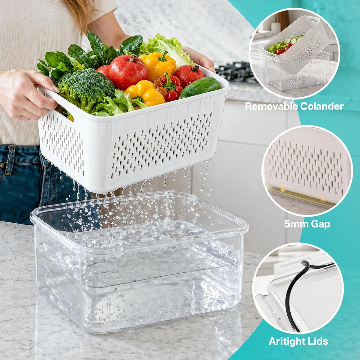 4 Pack Fruit Storage Containers for Fridge Set, BPA Free Produce Containers - ECOLOOM LLC4 Pack Fruit Storage Containers for Fridge Set, BPA Free Produce ContainersECOLOOM LLCECOLOOM LLC