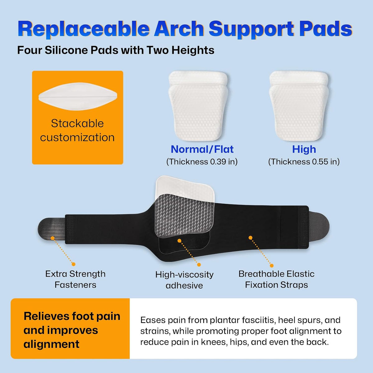 Arch Support Braces with Replaceable Gel Pads, Adjustable Orthotic Arch Support for Women Men - ECOLOOM LLCArch Support Braces with Replaceable Gel Pads, Adjustable Orthotic Arch Support for Women MenECOLOOM LLCECOLOOM LLC