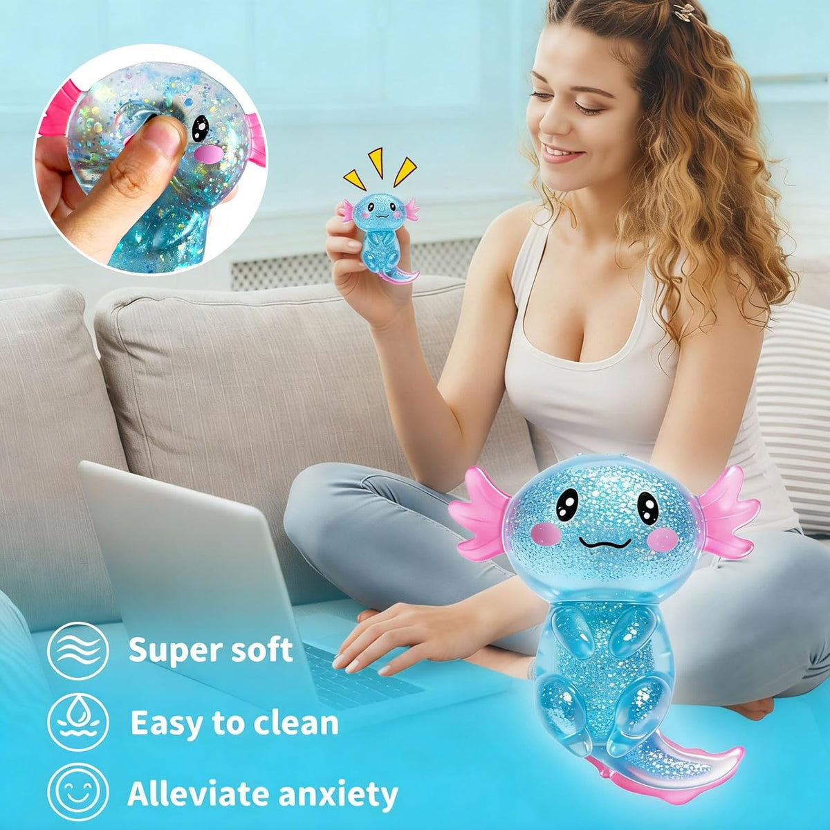 Axolotl Squishy Stress Relief Toy, Stretchy Axolotls Stress Soft Squeeze Sensory Fidget Toys for Kids Adults - ECOLOOM LLCAxolotl Squishy Stress Relief Toy, Stretchy Axolotls Stress Soft Squeeze Sensory Fidget Toys for Kids AdultsECOLOOM LLCECOLOOM LLC