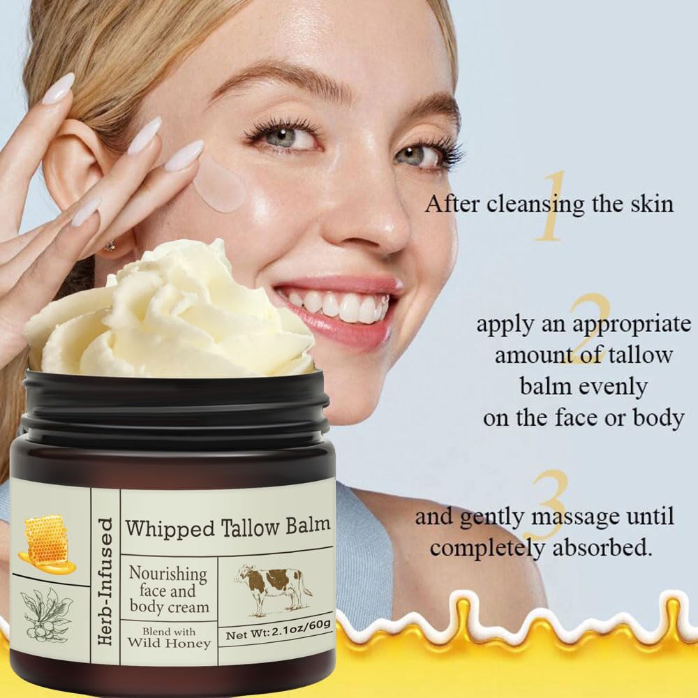 Beef Tallow for Skin - Organic Grass-Fed Whipped Beef Tallow and Honey Balm - Deeply Moisturizing for Face & Body - Natural Skin Care for Soft, Supple Skin - ECOLOOM LLCBeef Tallow for Skin - Organic Grass-Fed Whipped Beef Tallow and Honey Balm - Deeply Moisturizing for Face & Body - Natural Skin Care for Soft, Supple SkinECOLOOM LLCECOLOOM LLC