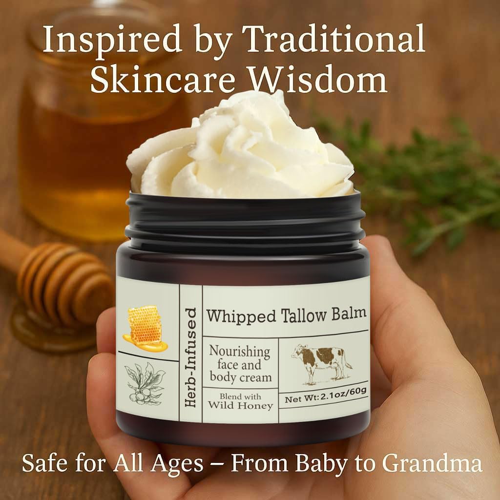 Beef Tallow for Skin - Organic Grass-Fed Whipped Beef Tallow and Honey Balm - Deeply Moisturizing for Face & Body - Natural Skin Care for Soft, Supple Skin - ECOLOOM LLCBeef Tallow for Skin - Organic Grass-Fed Whipped Beef Tallow and Honey Balm - Deeply Moisturizing for Face & Body - Natural Skin Care for Soft, Supple SkinECOLOOM LLCECOLOOM LLC