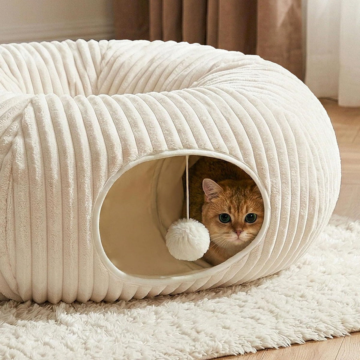 Cat Tunnel Bed with 40 Pcs Interactive Cat Toys, White - ECOLOOM LLCCat Tunnel Bed with 40 Pcs Interactive Cat Toys, WhiteECOLOOM LLCECOLOOM LLC