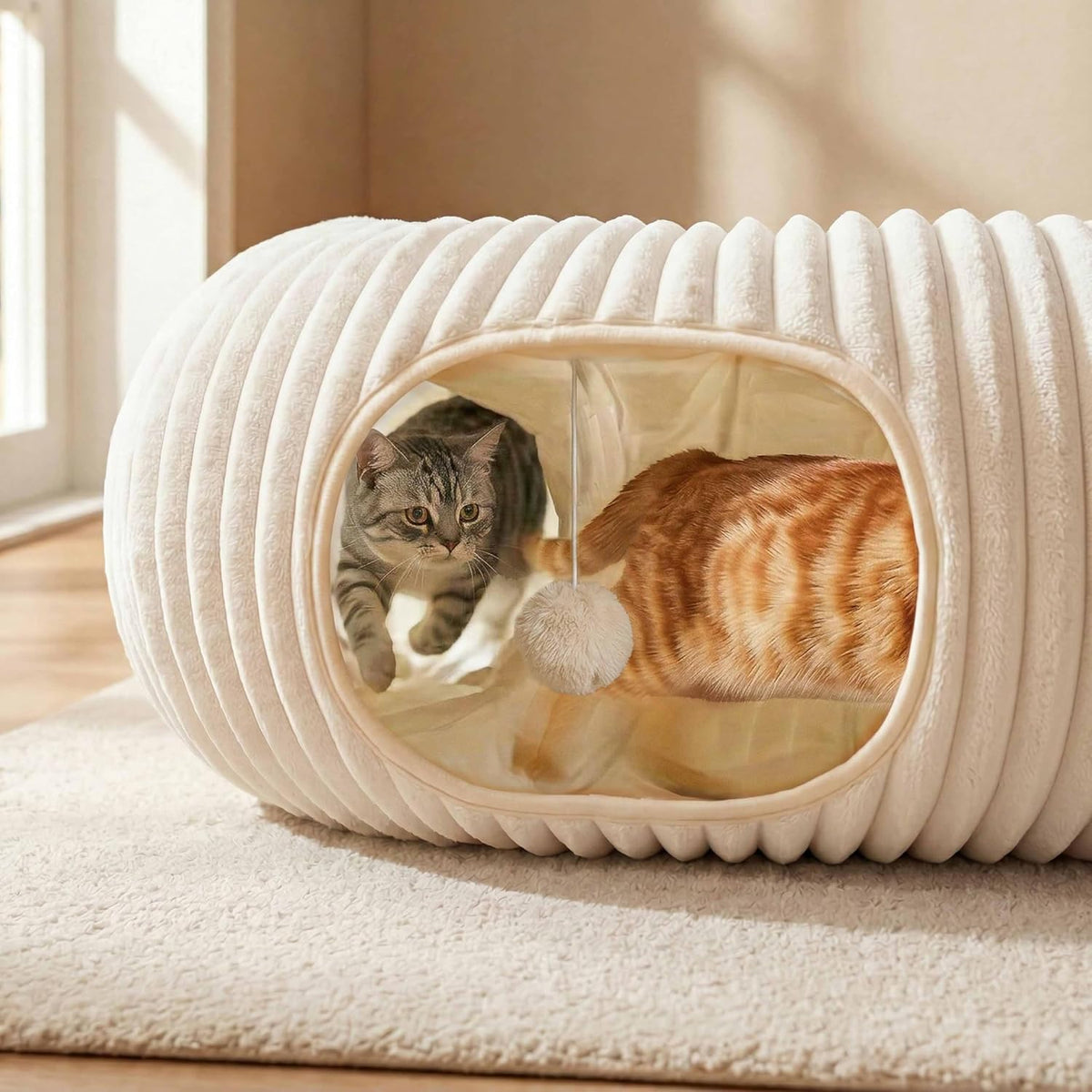 Cat Tunnel Bed with 40 Pcs Interactive Cat Toys, White - ECOLOOM LLCCat Tunnel Bed with 40 Pcs Interactive Cat Toys, WhiteECOLOOM LLCECOLOOM LLC