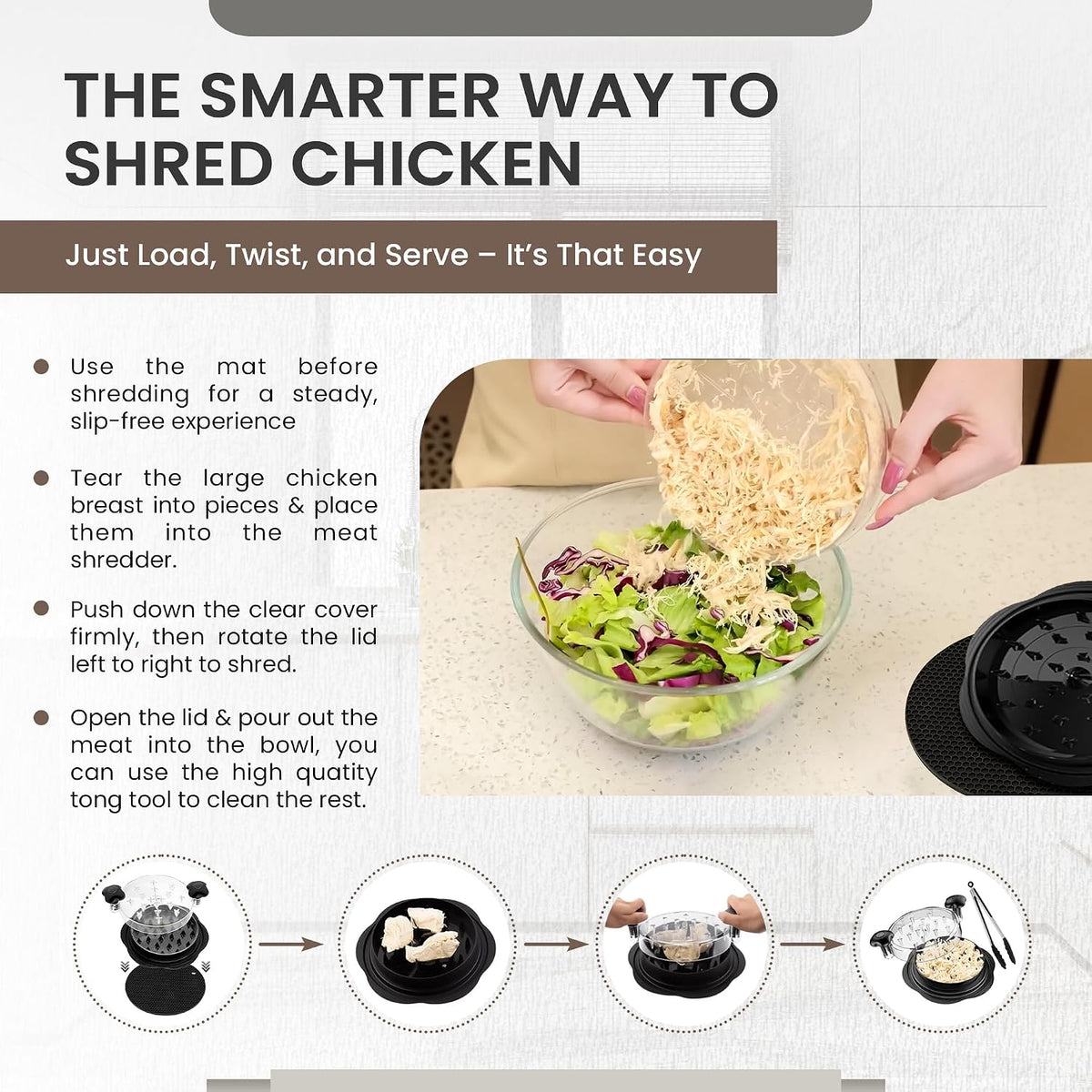 ECOLOOM Chicken Shredder, Heavy Duty Highly Durable Chicken Shredder Tool Twist - ECOLOOM LLCECOLOOM Chicken Shredder, Heavy Duty Highly Durable Chicken Shredder Tool TwistECOLOOM LLCECOLOOM LLC