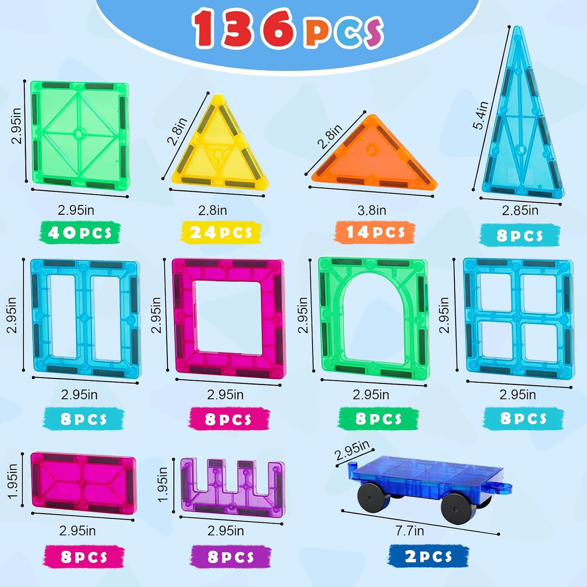 Magnetic Tiles, Deluxe 136 PCS Building Blocks Magnet Toys for Kids - ECOLOOM LLCMagnetic Tiles, Deluxe 136 PCS Building Blocks Magnet Toys for KidsECOLOOM LLCECOLOOM LLC