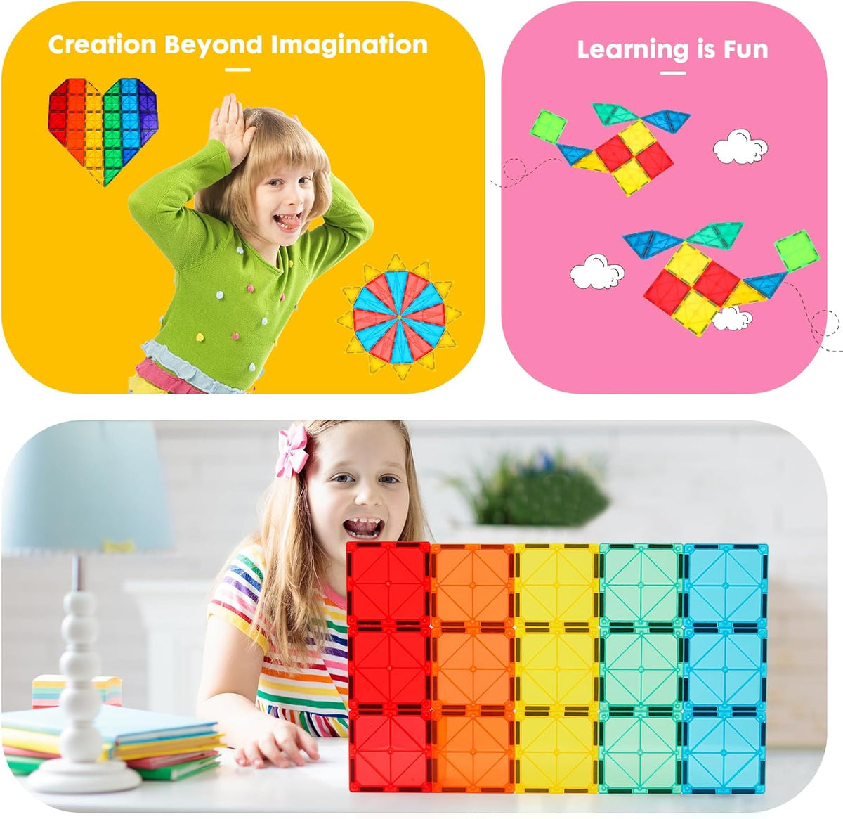 Magnetic Tiles, Deluxe 136 PCS Building Blocks Magnet Toys for Kids - ECOLOOM LLCMagnetic Tiles, Deluxe 136 PCS Building Blocks Magnet Toys for KidsECOLOOM LLCECOLOOM LLC