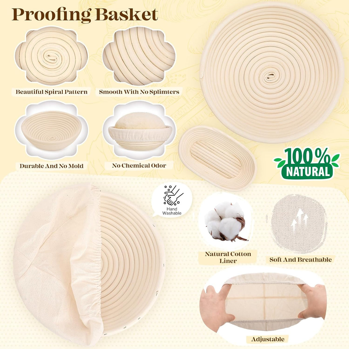 Sourdough Starter Kit with Bread Proofing Baskets, Jars, Baking Essentials - ECOLOOM LLCSourdough Starter Kit with Bread Proofing Baskets, Jars, Baking EssentialsECOLOOM LLCECOLOOM LLC