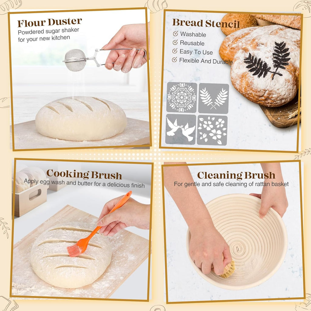 Sourdough Starter Kit with Bread Proofing Baskets, Jars, Baking Essentials - ECOLOOM LLCSourdough Starter Kit with Bread Proofing Baskets, Jars, Baking EssentialsECOLOOM LLCECOLOOM LLC