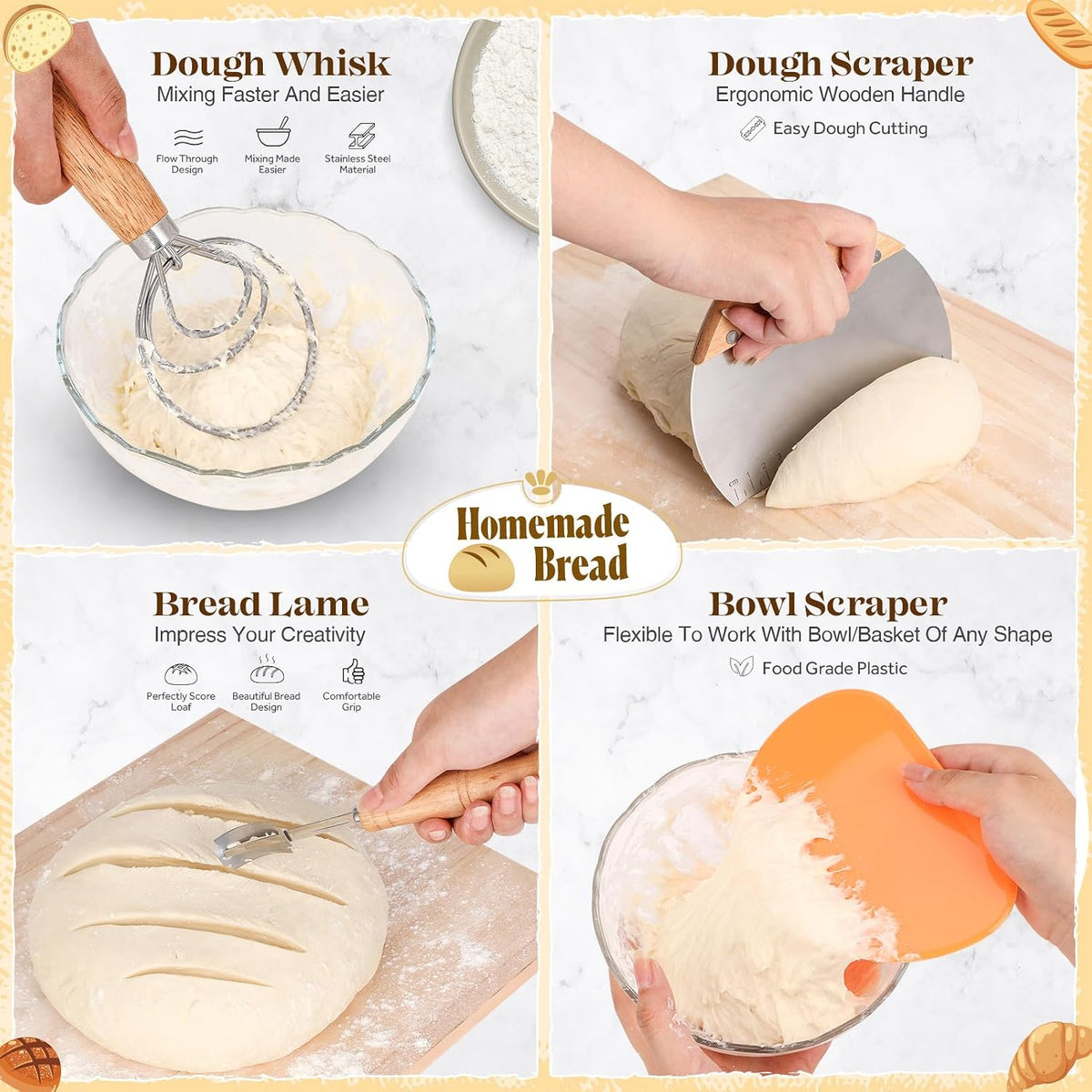 Sourdough Starter Kit with Bread Proofing Baskets, Jars, Baking Essentials - ECOLOOM LLCSourdough Starter Kit with Bread Proofing Baskets, Jars, Baking EssentialsECOLOOM LLCECOLOOM LLC